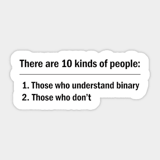 10 Kinds of People - Black Text Sticker